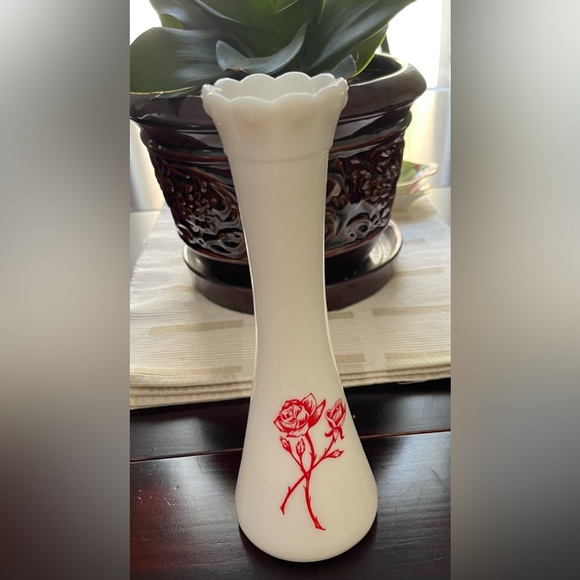 Milk Glass Rose Bud Vase 9” - Picture 3 of 8